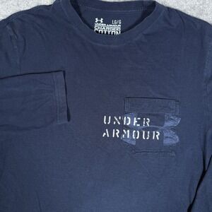 Under Armour T-Shirt‎ Men's Large Blue Charged Cotton HeatGear Long Sleeve